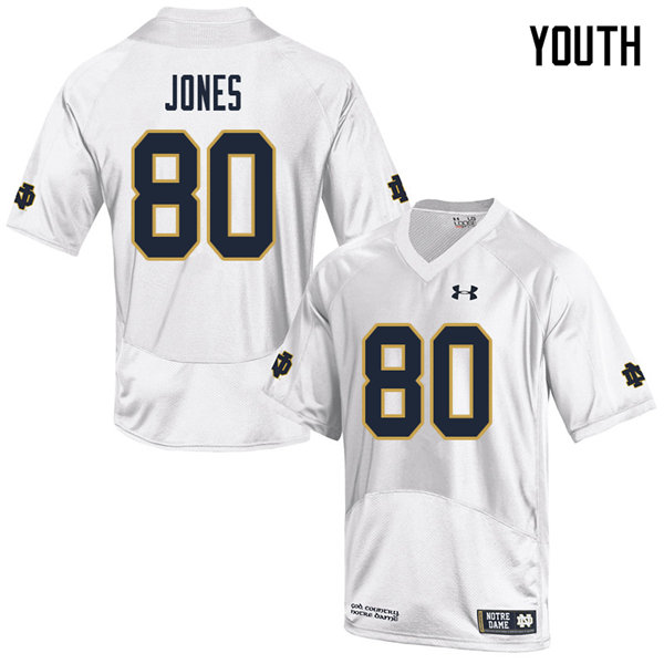 Youth NCAA Notre Dame Fighting Irish #80 Micah Jones Stitched College Under Armour Authentic White Football Jersey XN10L02OI